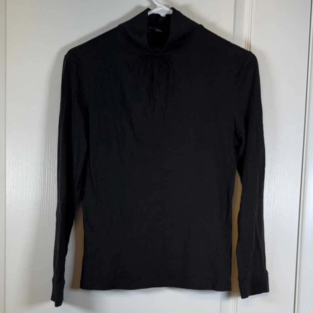 Brooks Brothers Black Mock Neck Long Sleeve Shirt Size XS EUC #5828